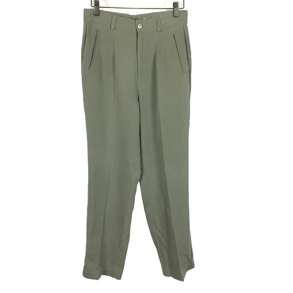Womens Size 6 Tommy Bahama Drab Olive High Rise Pure Silk Tapered Leg Pants